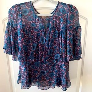 Silk flutter sleeve top